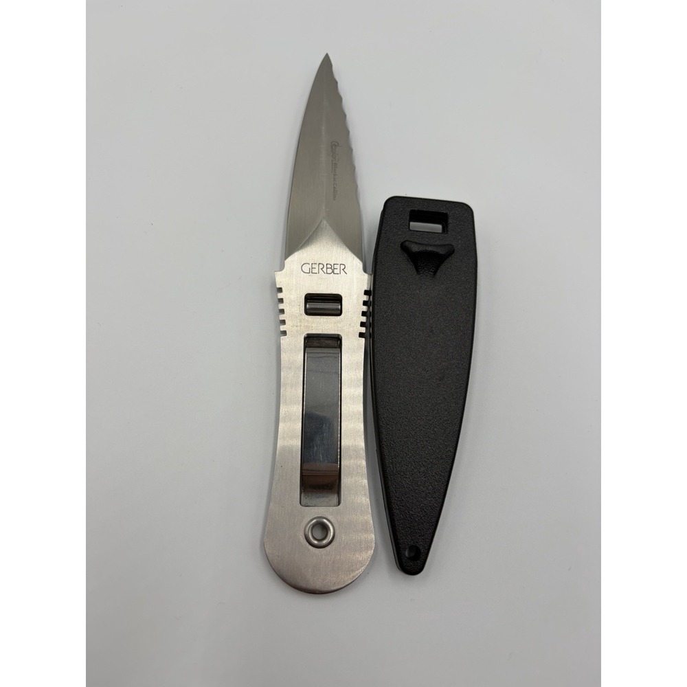 Gerber River Master Clip-Lock Fixed Blade Knife Blackie Collins Italy Vintage